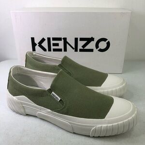 KENZO Men’s Tiger Crest Slip On Tea Green Sneakers $265